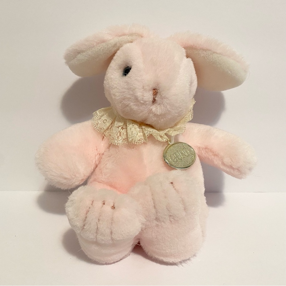 Vintage Gund Pink Bunny Rabbit Plush Easter Stuffed Animal Soft Teddy 1990 Toy